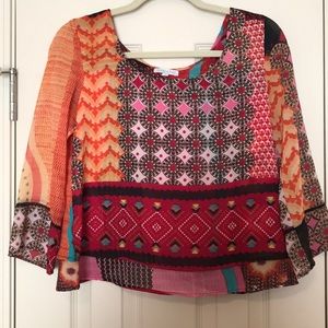 Patrons of Peace Pattern Open Back Blouse